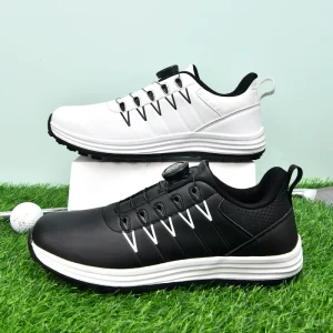 Classic Golf Shoes Microfiber Leather Top Waterproof Breathable Shoes for Men and Women Knob Nail Sole Sports Golf Shoes