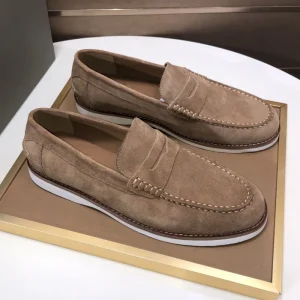 Classic Retro Loafers Goodyear Handmade Genuine Leather Men’s Suede Slip On Business Shoes EVA Midsole Rubber Genuine Leather