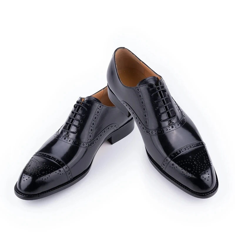 Classic Wedding Leather Dress Shoes for Men Business Office Genuine Cowhide Leather Handmade Lace Up