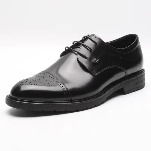 Classy Men’s Dress Shoes Elegant Black Derby Lace Up with PVC Midsole and Rubber Outsole for Spring Autumn Winter