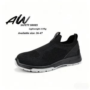 Comfortable Fabric Knitting Work Safety Boots with Steel Toe Anti-Impact Anti-Puncture Steel Plate Safety Shoes for Men