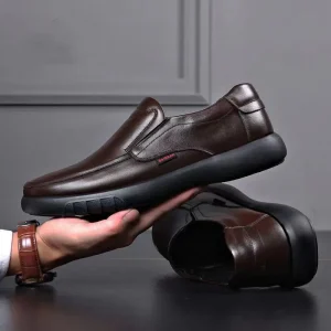 Comfortable Men’s Walking Shoes Flat Leather Upper Casual Loafer Office Dress Shoes
