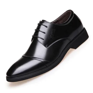 Corporate 38-48 Artificial PU EVA Rubber Black Gentleman Formal Wedding Men’s Embroidered Pointed Lightweight Leather Dress Shoes