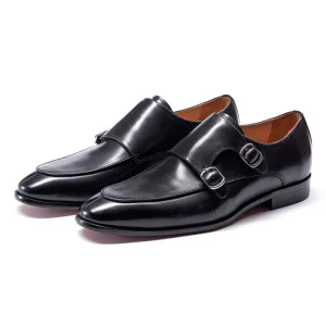 Cowhide Upper Dress Shoes Luxury Handmade Leather Men’s Original Genuine Leather Insole Fashion Man Double Monk Strap Shoes