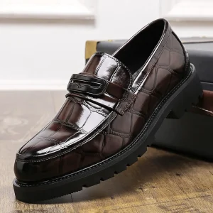 Cross-Border Large-Size Leather Shoes with Shiny Upper, Loafers for Business and Wedding
