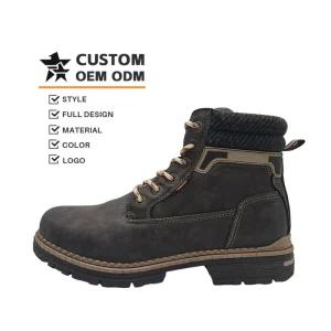 Custom Comfortable Waterproof Factory Work Safety Shoes Ankle Genuine Leather Mens Steel Toe Unisex Work Boots All Seasons