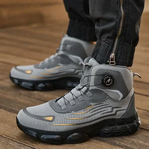Custom High-Top Men’s Safety Shoes Impact-Resistant Steel-Toe Work Boots Puncture-Resistant Rotating Buckle