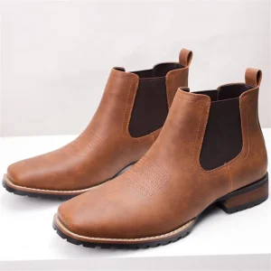 Custom Logo Handmade Genuine Leather Western Chelsea Boots Mens Shoes Casual Flat Ankle Chukka Boots for Men