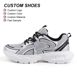 Custom Logo Men Casual Fashion Sports Sneakers Breathable Blank Mesh Soft Running Walking Shoes