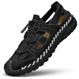 Custom Logo Men’s Summer Comfort Water Shoes High End Pure Hand Made Genuine Leather Closed Toe Outdoor Sandals for Men