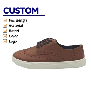Custom Men’s Casual Brown Loafers Breathable Split Leather Shoes with PU Insole for Men Lightweight Design