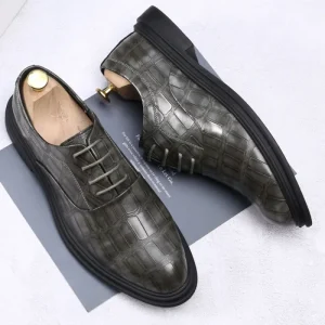 Custom Mens Casual Lace up Plaid PU Leather Shoe Men Wedding Party Dress Oxford Business Men Office Shoes