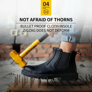 Custom Men’s Mid Cut Waterproof Genuine Leather Safety Boots Puncture Proof for Construction Work