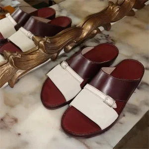 Custom Shoes Manufacturers Genuine Leather Arab Slippers Men Sandals Footwear Slides Arabic Sandal Dubai