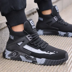 Custom Sneakers Anti Slip Wear Resistant Safety Men Outdoor Work Shoes Steel Toe Cap Breathable Walking Style Running Shoes