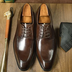 Custom logo Available Men Derby Shoes Genuine Leather Handmade Luxury Shoes