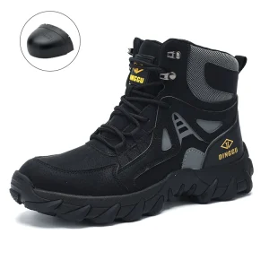 DG1329 High Quality Black Safety Boots Non-Slip Steel Toe Safety Boots for Outdoor Work Industrial Safety Boot Rubber Sole