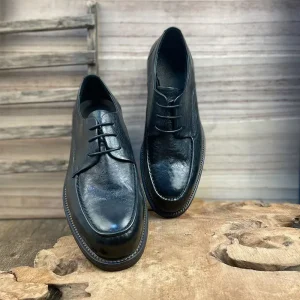 Dark Brown Wrinkle Textured Leather Lace Up Dress Shoes Plain Round Toe Low Block Heel Business Men Oxford Shoes Multi Size