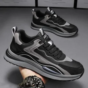 Designer Shoes Men’s Genuine Sneakers Running Walking Style Shoes Patchwork Leather Sneakers
