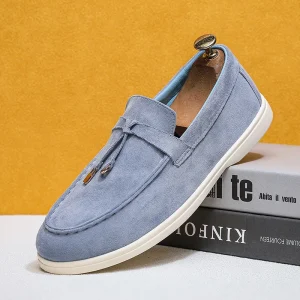 Designers Mens Luxury PU Leather Casual Loafers Anti Slip Thick Sole Custom Suede Walking Style Shoes Mens Board Shoes