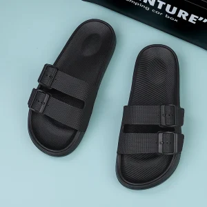 Designers Style Casual Adjustable Dual Buckle Men’s Sandals Non Slip Cushioned Sole Indoor Home Daily Wear Summer Sandals