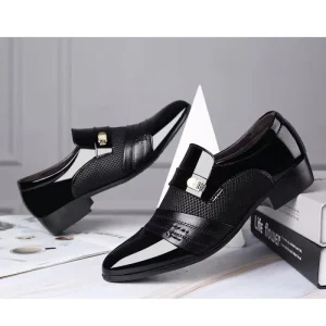 Dress Shoes Large Size Formal Men’s Business Casual British Summer Breathable Mesh Slip On Leather Shoes Rubber