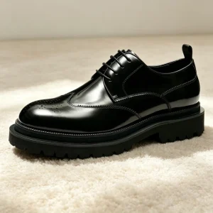 Elegant Derby Dress Shoes Men Handmade Brogue Design Genuine Cowhide Genuine Leather Light Soft Official Business Suit Shoes