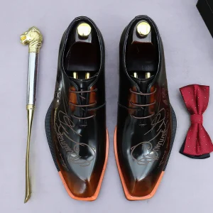 Elegant Derby Dress Shoes Men Handmade Brogue Design Genuine Cowhide Leather Light Soft Business Suit Shoes