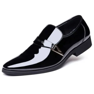 Embroidered Pointed Toe Men’s Leather Oxford Business Formal Shoes Size 38-48 Artificial Rubber Outsole Black