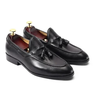 European Style Men’s Dress Loafer Leather Shoes Quality New Product Slip On Closure Embroidered Logo Flat Oxford Classy Formal