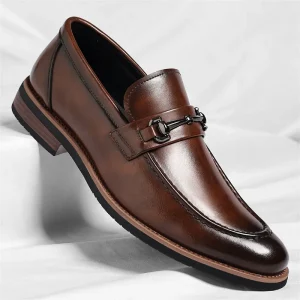 European Style Men’s Oxford Dress Shoes Leather Slip On Pointed Toe Large Size Solid Pattern Autumn Business Shoes