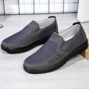 Fabric Upper Soft PU Sole Men’s Flat Slip On Walking Shoes Loafers Breathable Classic Comfortable Flat Sneakers