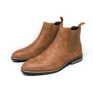 Factory Casual Chukka Ankle Classic Elastic Business Dress PU Leather Boots Comfortable Classy Chelsea Boots for Men