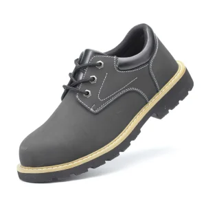 Factory Custom Men’s Construction Work Shoes British Style Safety Shoe Anti-smash Anti-puncture Wear-resistant Summer/Spring