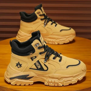 Factory Direct High Top Men’s Shoes Leather Upper Heighten Anti Slip Work Boots Outdoor Hiking Sports Casual Work Boots