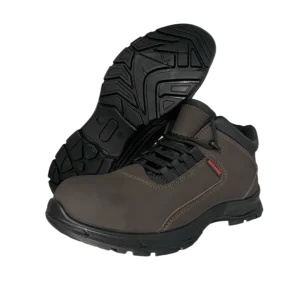 Factory Genuine Leather Upper Mid Cut Safety Shoes Steel Toe Anti-static PU Outsole Impact Puncture Resistant Construction Use