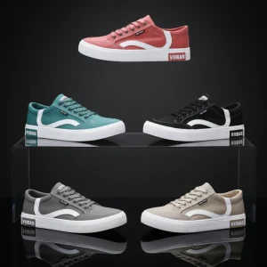 Factory Leather Men’s Shoes Stylish Comfortable Flat Canvas Shoes Men’s Soft Soled Driving Shoes
