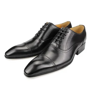 Factory Men’s Oxford Dress Shoes Genuine Leather Lace-up Design Pointed Fashionable for Weddings Autumn Winter