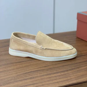 Factory Men’s Summer Casual Walking Style Leather Shoes Genuine Suede Flat Bottom Plus Size Bean Design for Spring