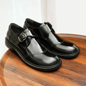 Fashion Black Business Casual Genuine Leather Lace up Breathable Handmade Thick Platform Wedding Office Derby Shoes for Men