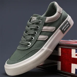 Fashion Breathable Durable Rubber Sole Lace up Vulcanized Men’s Canvas Sports Walking Casual Shoes All Seasons