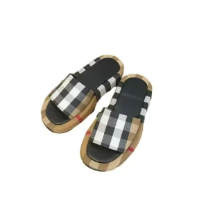 Fashion Checkered Men’s Slippers Women’s Slippers Anti slip Beach Couple Sandals Cotton Fabric Upper Beach slippers