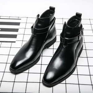 Fashion Dress Boots for Men Genuine Leather Pointed Toe Casual Dress Ankle Boots Shoes Big Size 48 Outdoor Shoes
