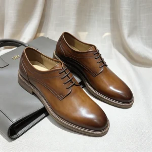 Fashion Men’s Brown Dress Shoes Goodyear Welted Oxford Shoes Men Handmade Genuine Leather Formal Shoes