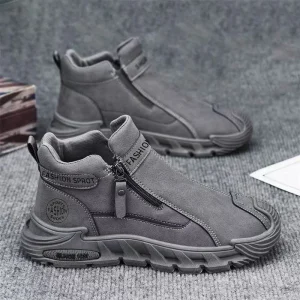 Fashion Trend Men’s Autumn New High Top Lace Leisure Sports Shoes Outdoor Walking Mesh Breathable Lightweight Casual