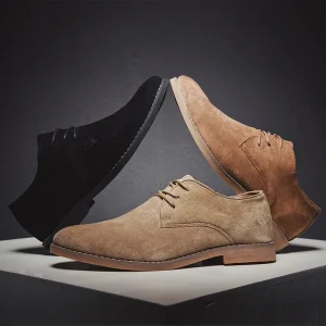 Fashionable Casual Men’s Walking Dress Shoes Large Size 39-46 Suede Flat Toe Closed Cushioning Leather Shoe Spring Summer