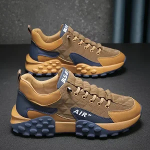 Fashionable Men’s Shoes Large Size Cross Border Casual Breathable Sporty Trendy Versatile Lace up Height Increasing Soft Sole