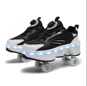 Fashionable Wecoo Model 5508 Unisex Sports Shoes with Wheels Men’s Women’s Dual Purpose Skating Shoes Rubber Upper TPR Outsole