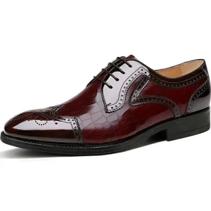 Flat 38-48 Artificial Rubber Black Square Toe Embroidered Lightweight Men’s Genuine Formal Leather Dress Shoes