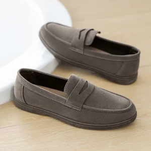 Flat Pure Color Comfort Dress Shoes Classical Fashion Slip-on Men’s Breathable Suede Casual Loafers